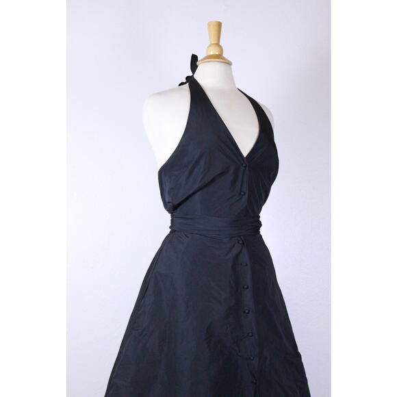 BCBGMAXAZRIA black tulle halter-neck dress fit flare layered tulle cocktail sz 6 - Picture 9 of 12
